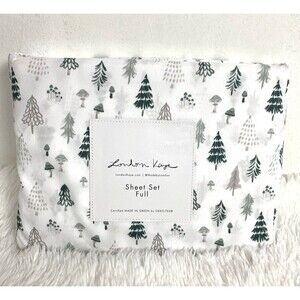 London Kaye Full Bed Sheet Set Christmas Tree Print Winter 4 Pieces OEKO TEX
